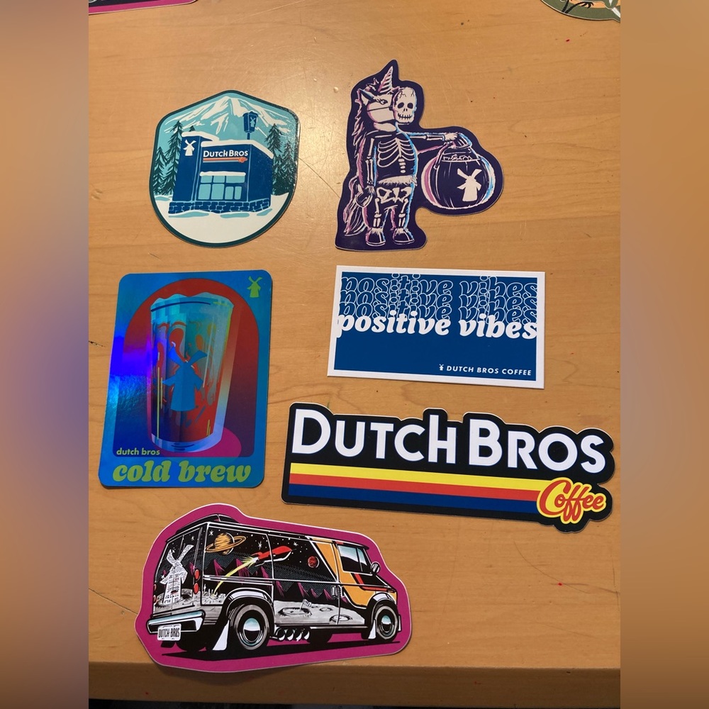 Christmas, Arizona, Halloween Rare Hard to Find Dutch Bros Stickers Lot of 6